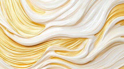 Fototapeta premium Abstract Swirls of Cream and Gold on Smooth White Surface