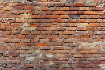 Obraz premium Weathered red brick wall close-up, texture detail. AI generated