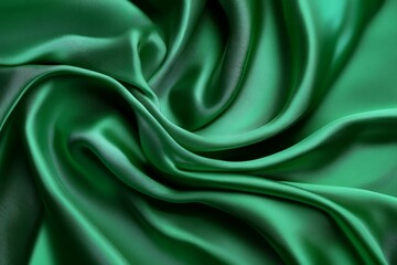 Obraz premium Luxurious green silk fabric drape with shadows. AI generated