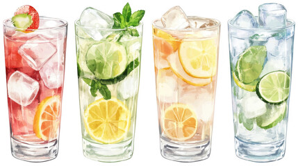 Refreshing Summer Beverage Collection with Citrus and Mint Ingredients