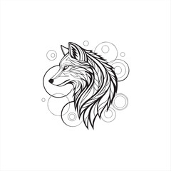 Fototapeta premium Vibrant Multicolored Wolf Head Digital Illustration