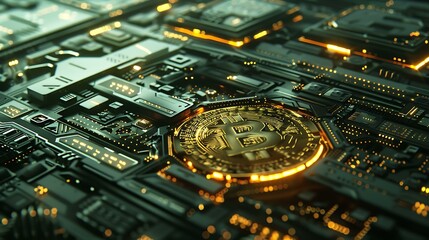 Digital wallet and cryptocurrency concept, futuristic financial interface