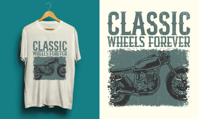Classic Wheels Forever – Retro Vintage Motorbike T-Shirt Design