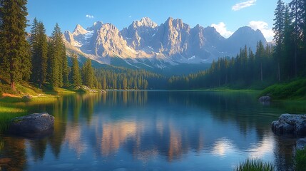 Crystal clear alpine lake reflection high resolution hd image