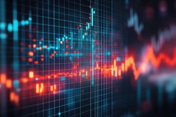Abstract Visualization of Dynamic Financial Data and Market Trends Showing Fluctuations and Patterns in Stock Prices or Cryptocurrency Values