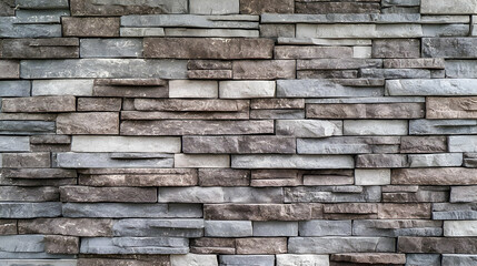 Textured Stone Wall With Gray And Brown Stacked Stone Tiles Modern Architectural Detail Background Texture For Exterior Design