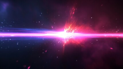 Vibrant cosmic landscape, colorful nebula with a striking central starburst, ideal for science fiction themes and digital art.