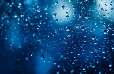 Fototapeta premium Dark Blue Abstract Background with Water Droplets, Fog, and Bubbles – High-Quality Texture for Design and Creative Projects