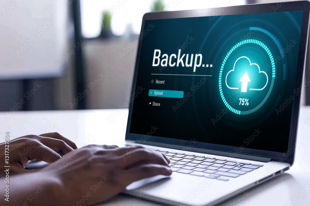 Poster backup storage data internet technology business concept. database storage cloud technology file dat
