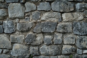 Fototapeta premium Dark stone wall pattern with uneven texture. Artificial Intelligence