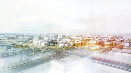 Abstract rendering of urban planning layered geometric line representing road building open space