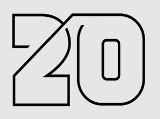 20, 25, continuous line drawing Typography design. Logo and symbol vector design. EPS.