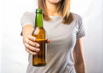 Woman Offering a Beer Bottle
