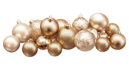Elegant Gold Christmas Ornaments on White Background for Holiday Decor