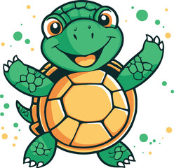 Fototapeta premium A cartoon dancing turtle illustration, Happy turtle character design