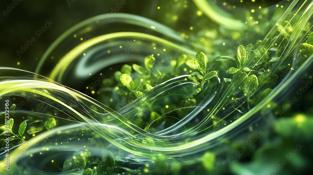 Poster Abstract representation of environmental sustainability flowing pattern of greenery energy loop