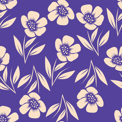 Fototapeta premium Exotic hand drawn flowers, seamless patterns with floral for fabric, textiles, clothing, wrapping paper, cover, banner, home decor, abstract backgrounds. Vector illustration.