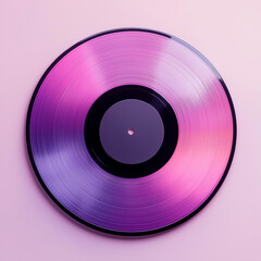 A vibrant pink and purple vinyl record on a matching pastel background.