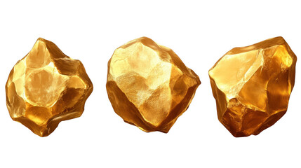 Naklejka premium Glimmering Golden Stones with Intricate Textures and Shapes