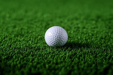 A golf ball lies in glistening grass, with a sleek driver in the serene morning light