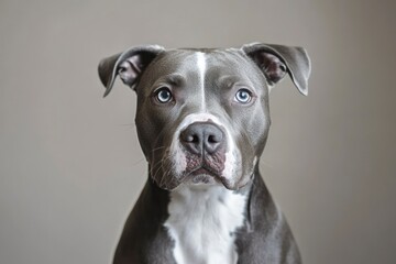 Obraz premium Portrait of a Blue Pitbull Dog with Striking Blue Eyes