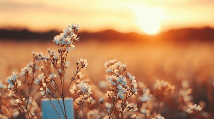Golden hour glow of summer flowers in nature's splendor outdoor field gigapixel close-up