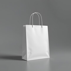 Blank White Paper Shopping Bag Mockup with Cutout Handle