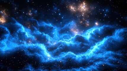 Fototapeta premium Cosmic nebulae in vibrant blues and golds