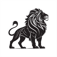 Fototapeta premium Bold Black and White Vector Illustration of a Majestic Lion – Stylized Graphic Art