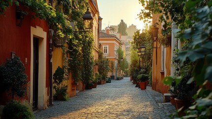 Fototapeta premium Italian sunlit alleyway