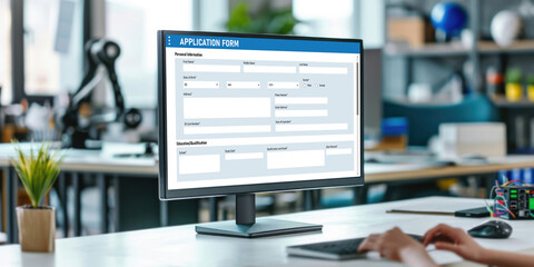 Online application form for brisk registration on the internet website