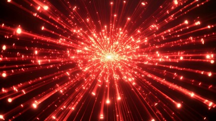 Red Light Explosion Abstract Background Digital Art Radiating Energy Glowing Particles Dynamic Motion Burst