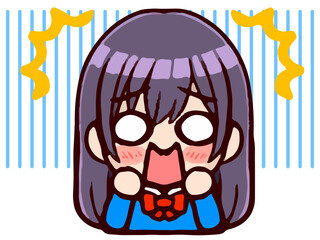 びっくりする女子高生ちびキャラのイラスト素材