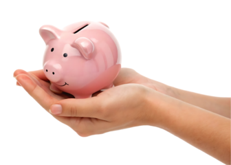 Pink Piggy Bank in Hands

