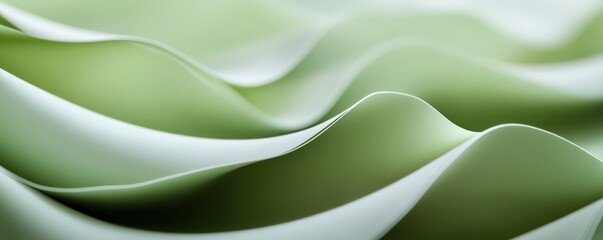 Obraz premium Curved, layered green surfaces creating a futuristic abstract image.