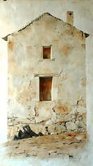 Rustic, weathered house painting