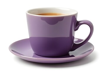 Fototapeta premium Purple Heart-Shaped Handle Coffee Cup and Saucer Set