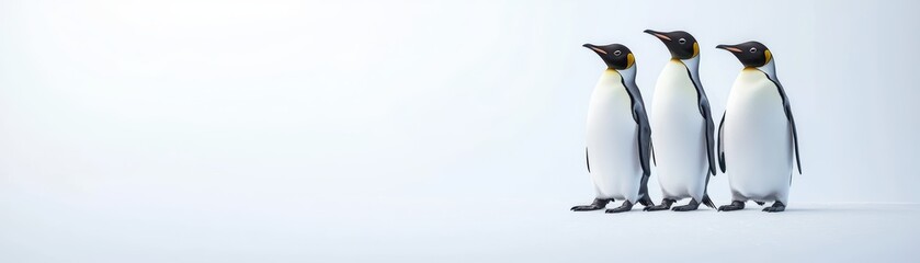 Fototapeta premium Group of Penguins Conducting a Symphony in a Minimalist and Serene Environment