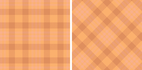 Iridescent Apricot Seamless Tartan with Iridescent Pale Salmon accents Fabric Design