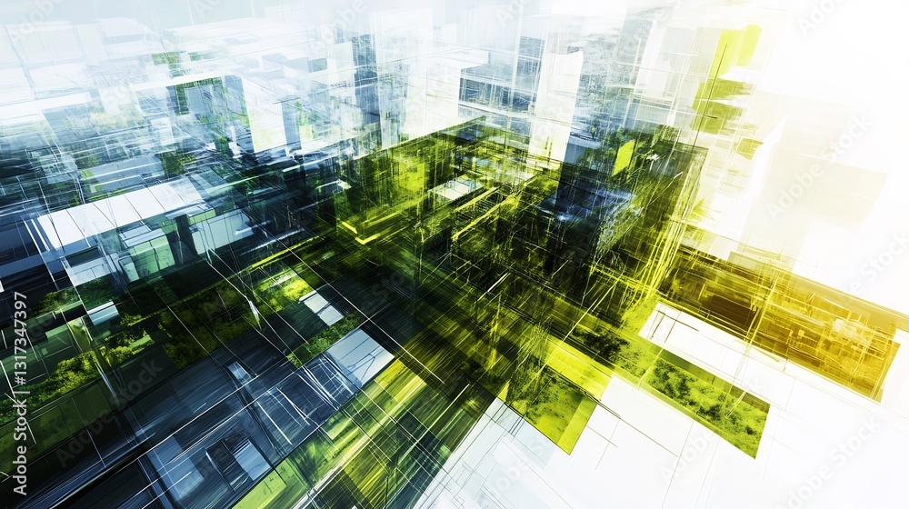 Poster Abstract visualization of urban renewal highlighting dynamic pattern representing revitalized infrastructure green spaces