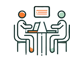 Teamwork and Collaboration. A collaborative or virtual meeting on a pure white background. 