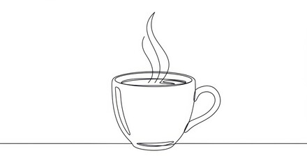 Elegant Monochrome Coffee Cup Drawing