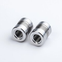 Close-up View of Two Stainless Steel Couplings for Mechanical and Industrial Applications