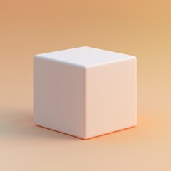 Obraz premium Simple white cube with rounded edges on gradient background