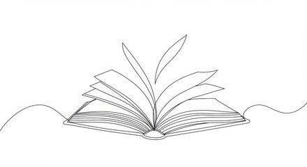 Open Book Line Drawing