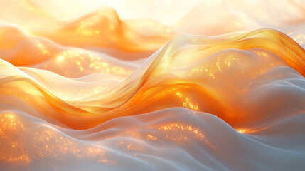 Obraz premium Golden Sands Of Dreams A Sunlit, Ethereal Fabric Unfolds Like A Breathtaking Desert Landscape, Shimmering With Golden Light