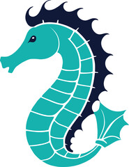 A sea horse illustration, A cartoon sea horse design