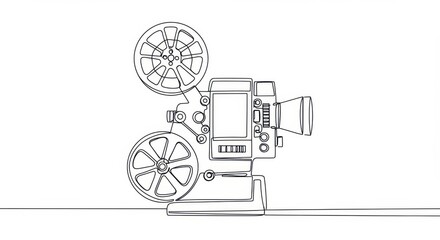 Vintage Film Projector Line Drawing