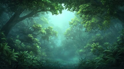 Fototapeta premium Immerse yourself in the beauty of nature. discover a serene forest with towering trees and vibrant plants.