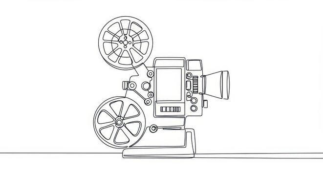 black line art vintage film projector clip art preview